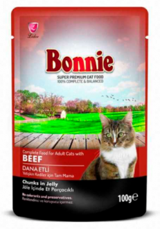 Bonnie Dana Etli Pouch Jelly 100 gr Kedi Maması kullananlar yorumlar